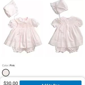 Petite Ami Baby Girl Smocked Dress with Bloomers and Bonnet